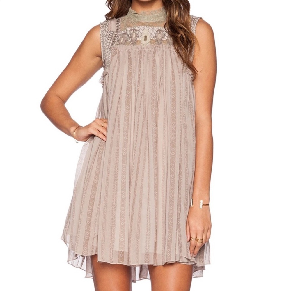 Free People Olive and Taupe Mini Dress